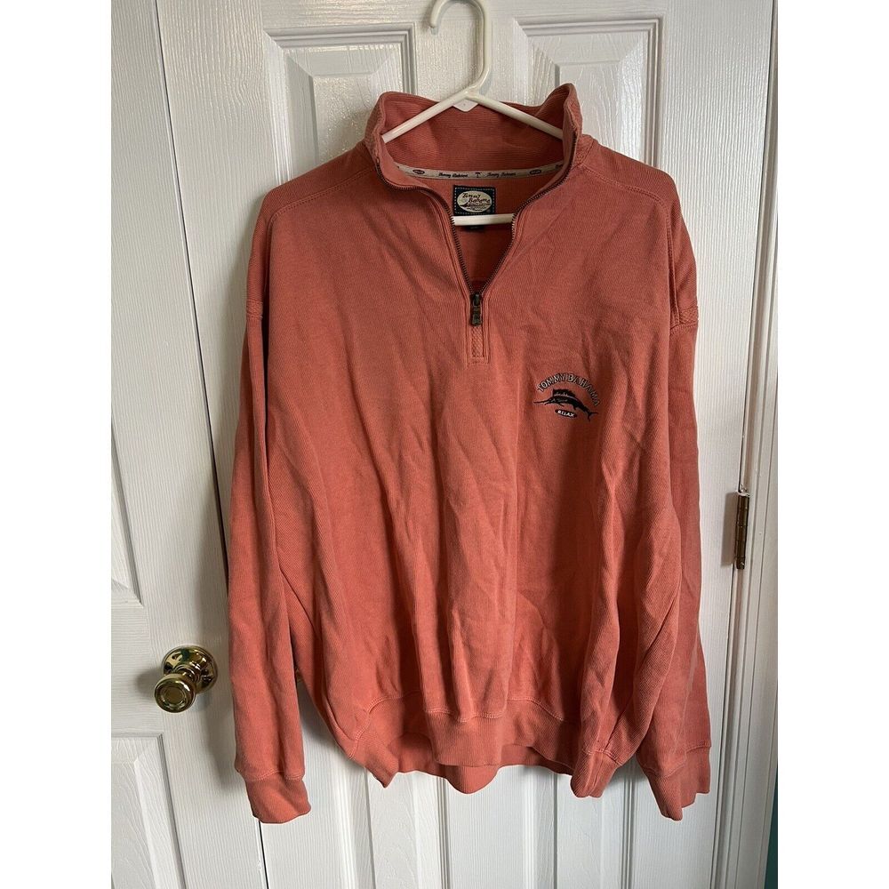 Tommy Bahama Mens L Cotton Half Zip Long Sleeve‎ Pullover